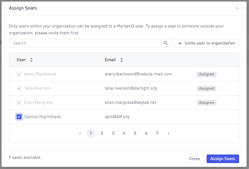 MarketIQ seat management 2